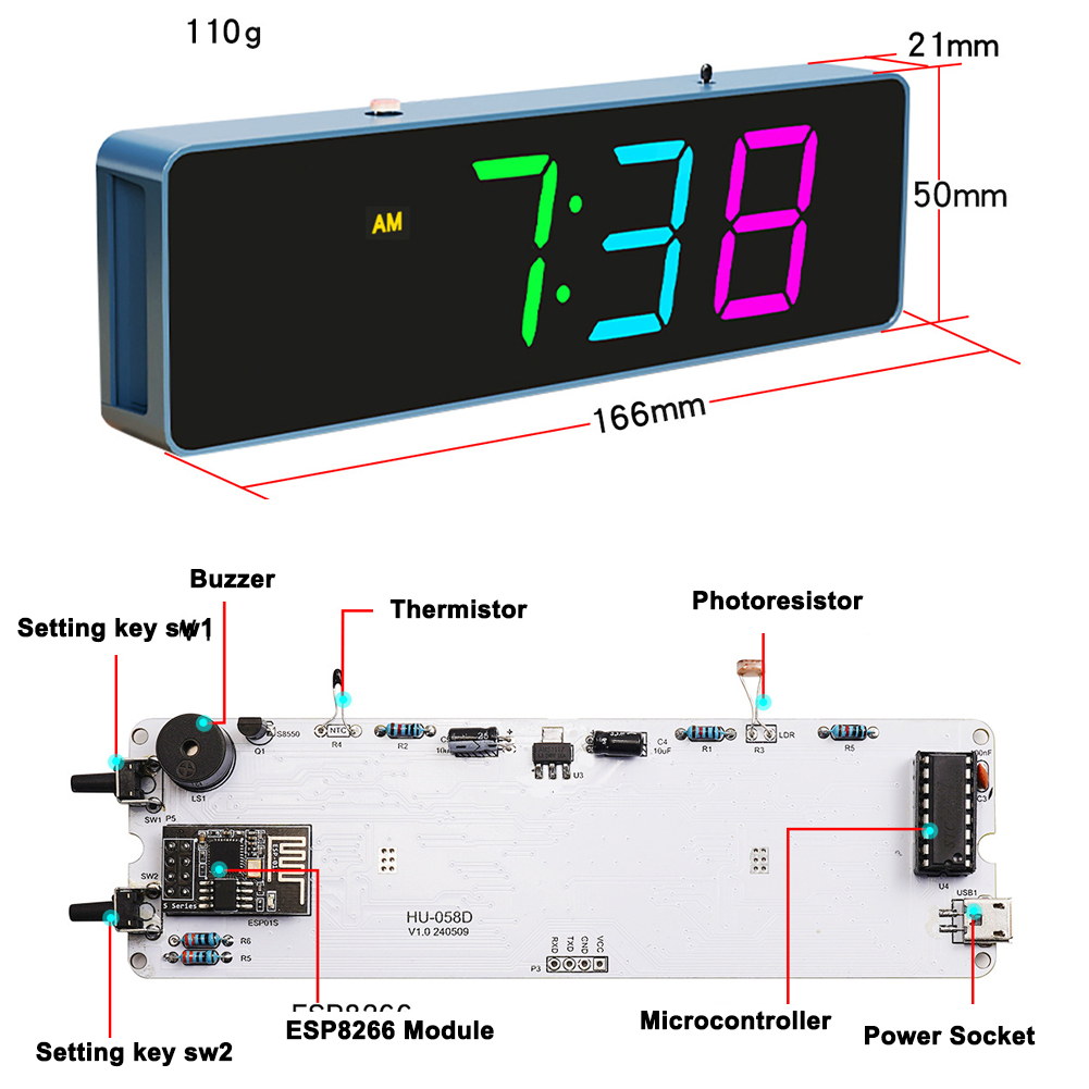 ESP8266 IoT Colorful WiFi Cloc - Home Automation Diy ulasan dan harga