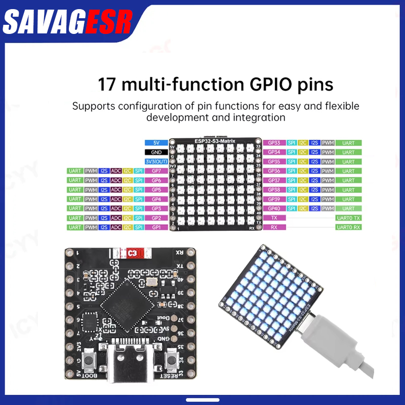 ESP32-S3 Matrix WIFI Bluetooth - Rgb Led Matrix 8X8 ulasan dan harga